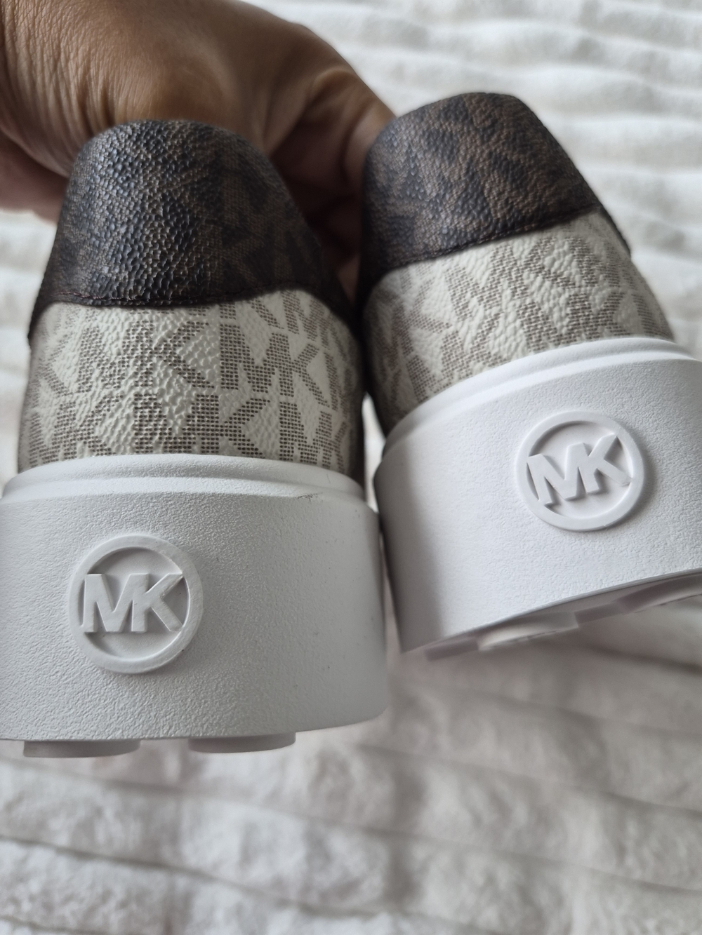 Michael Kors Beige Logo Canvas Sneakers with Gold Insole - Picture 5 of 6